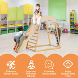 Gimnasio en la jungla Montessori de madera ecológica para interiores 6 en 1 para niños pequeños | Muro de escalada | Diapositiva| 12m+ | Todo natural