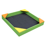100% Eco Rot Resistant FSC Cypress Wood Montessori Wooden Sandpit | Base Liner with Waterproof Cover | 90 x 90cm