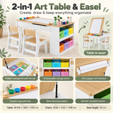 Children’s art station with six removable fabric storage bins