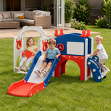 Indoor toddler activity centre with slide and basketball hoop