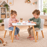  Scratch resistant white and pine Montessori children table set