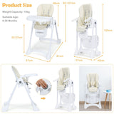 Kokoontaittuva kallistettava vauvan syöttötuoli | 6 korkeussäädettävää | 5-pistevaljaat | matala tuoli | 6 m 