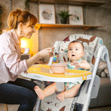 Cartoon Patterned Baby High Chair with 3 Recline Positions