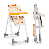 Adjustable Cartoon Patterned Baby High Chair with 3 Recline Positions