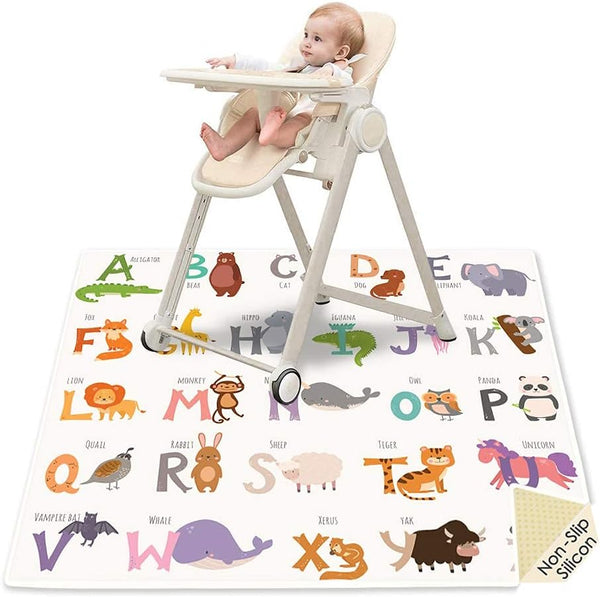 100-Pack Disposable Splat Mats For High Chair - 28x47" Waterproof Floor Mats With Cute Forest Animal Prints