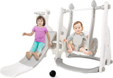 Children's Montessori Swing and Slide Set | Basketball Hoop | Indoor Outdoor | Grey