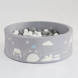 Montessori Ball Pit | Ball Pool |  Thick Inner Floor Mat | 200 FREE balls | 90 x 90 x 30cm in Grey