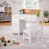 Heavy Duty Scratch-Resistant Children’s Homework Desk & Chair White