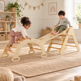 6-in-1 Children's Eco Wood Climbing Frame | Montessori Pikler Set | Arch | Rocker | Slide | Climbing Triangle | Den