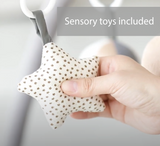 Ginásio para bebês suntuosamente super macio e acolchoado com 6 brinquedos sensoriais | Tapete de atividades