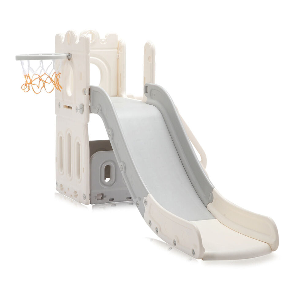 Children’s Montessori Slide Set Basketball Hoop White Grey 12m