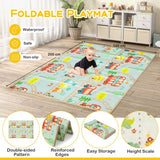 Included with this large baby playpen is a double sided thick folding play mat 