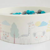 Ball Pit | Ball Pool |  Thick Inner Floor Mat | 200 FREE balls | 90 x 90 x 30cm | Safari Animals