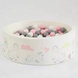 Montessori Ball Pit | Ball Pool |  Thick Inner Floor Mat | 200 FREE balls | 90 x 90 x 30cm | Unicorn theme