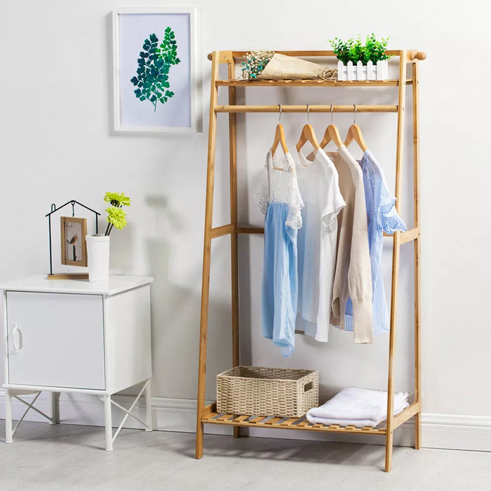 Eco Bamboo Clothes Rack Clothes Rails Clothes Hangers Wood 1.4m www.littlehelper
