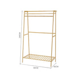 Eco 100% Bamboo Wood | Freestanding Clothes Rack | Shoe Storage Shelf  with Side Hooks  | Natural | 1.4m High