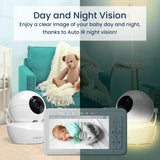 Safe Sleep Highly Sensitive Baby Breathing Movement Monitor | 5" Split Screen Room & Cot Monitoring | IR night vision | Lullaby & Sleep Sounds