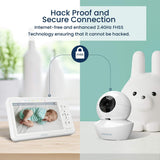 Safe Sleep Highly Sensitive Baby Breathing Movement Monitor | 5" Split Screen Room & Cot Monitoring | IR night vision | Lullaby & Sleep Sounds