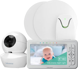 Safe Sleep Highly Sensitive Baby Breathing Movement Monitor | 5" Split Screen Room & Cot Monitoring | IR night vision | Lullaby & Sleep Sounds