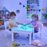 Autism friendly light table for children with blue LED glow