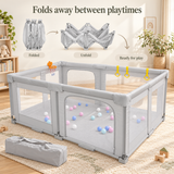 Foldable baby playpen packed away with its included travel bag