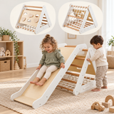 Little Helper white and natural wooden Pikler triangle climbing set