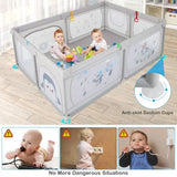 Anti-skid suction pads on base of baby playpen for added stability