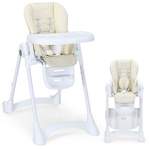 Cadeira alta dobrável e reclinável para bebê | 6 Altura Ajustável | Arnês de 5 pontos | Cadeira baixa | Cinza