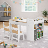 Kids Art Craft Table and Chairs Set | Flip-up Easel & Storage  | White