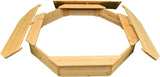 Childrens XL Hexagonal Eco Timber Wooden Sandpit with Wooden Lid Cover | 1.3m diameter