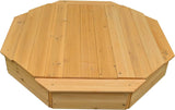 Kids Large Hexagonal Eco Timber Wooden Sandpit with Wooden Lid Cover | 1.3m diameter  and 20cm deep