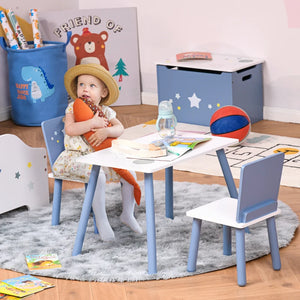 Kinder-Set aus Holztisch und Stühlen | Sternschnuppen | Blau Weiss
