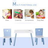 Houten kindertafel en stoelenset | Vallende sterren | Blauw Wit
