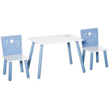 Ensemble table et chaises en bois pour enfants | Étoiles filantes | Bleu blanc