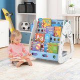 3-in-1 Kids Height Adjustable Magnetic Dry Erase Easel | Desk | Bookcase & Stool | 1-5 Years recommended