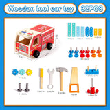 Montessori wooden tool set with gears nuts and building pieces