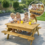 Kids wooden picnic bench with sandpit and lid