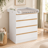 Four-drawer nursery changing table in white