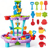 Outdoor sensory water table with slides and spinning wheels