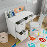 Children's Montessori Homework Desk | Bureau | Storage Cupboard & Chair | White | 5-14 Years Age Range