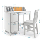 Childrens Montessori Homework Desk | Bureau | Storage Cupboard & Chair | White | 5-14 Years