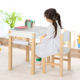 Escritorio de madera Montessori y silla ergonómica con soporte para la columna | rollo de papel | blanco y natural | 3 años+