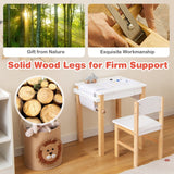 Escritorio de madera Montessori y silla ergonómica con soporte para la columna | papel | blanco y natural | 3 años+