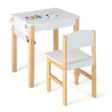 Escritorio de madera Montessori y silla ergonómica con soporte para la columna | Rollo de papel | Natural y Blanco | 3 años+