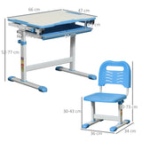 Height Adjustable Tilting Study Desk with Ergonomic Chair | Blue | 6-12 Years