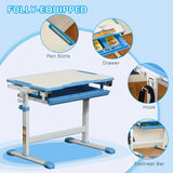 Height Adjustable Tilting Study Desk & Ergonomic Chair | Blue | 6-12 Age Range