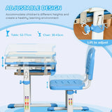 Height Adjustable Tilting Study Desk & Ergonomic Chair | Blue
