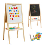 Childrens Wooden 4-in-1 Double Sided Easel | Paper Roll | Counting Beads| 35pc Accessories | 3 Years+