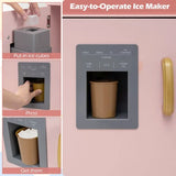 toy kitchen ice maker dispenser close-up pink corner kitchen
