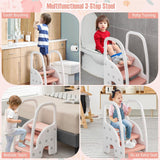 Grow-with-me Montessori Rutschfester Tritthocker | Lernturm | Weiß & Rosa | 12 Monate und älter